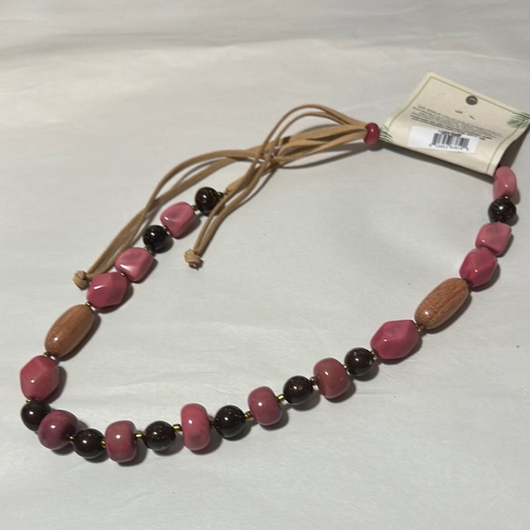Pink and Brown Bohemian Beaded Necklace - Picture 6 of 6